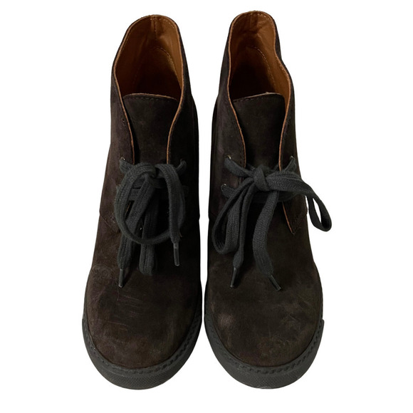 See by Chloe Boots Womens EU 36 US 6 Brown Black Suede Ankle Wedge Booties Shoes - Picture 1 of 15